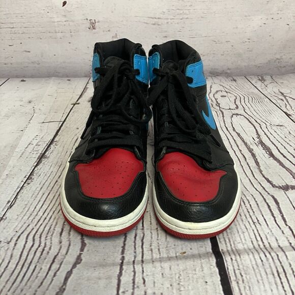 Jordan Womens Sz 8 1 Retro High NC To Chi Black Red Blue Lace Up Sneaker - Picture 2 of 7